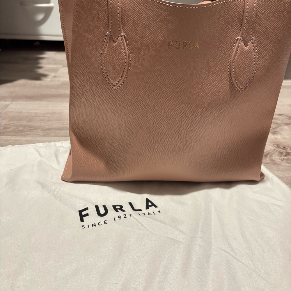 Furla Pink Structured Leather Tote